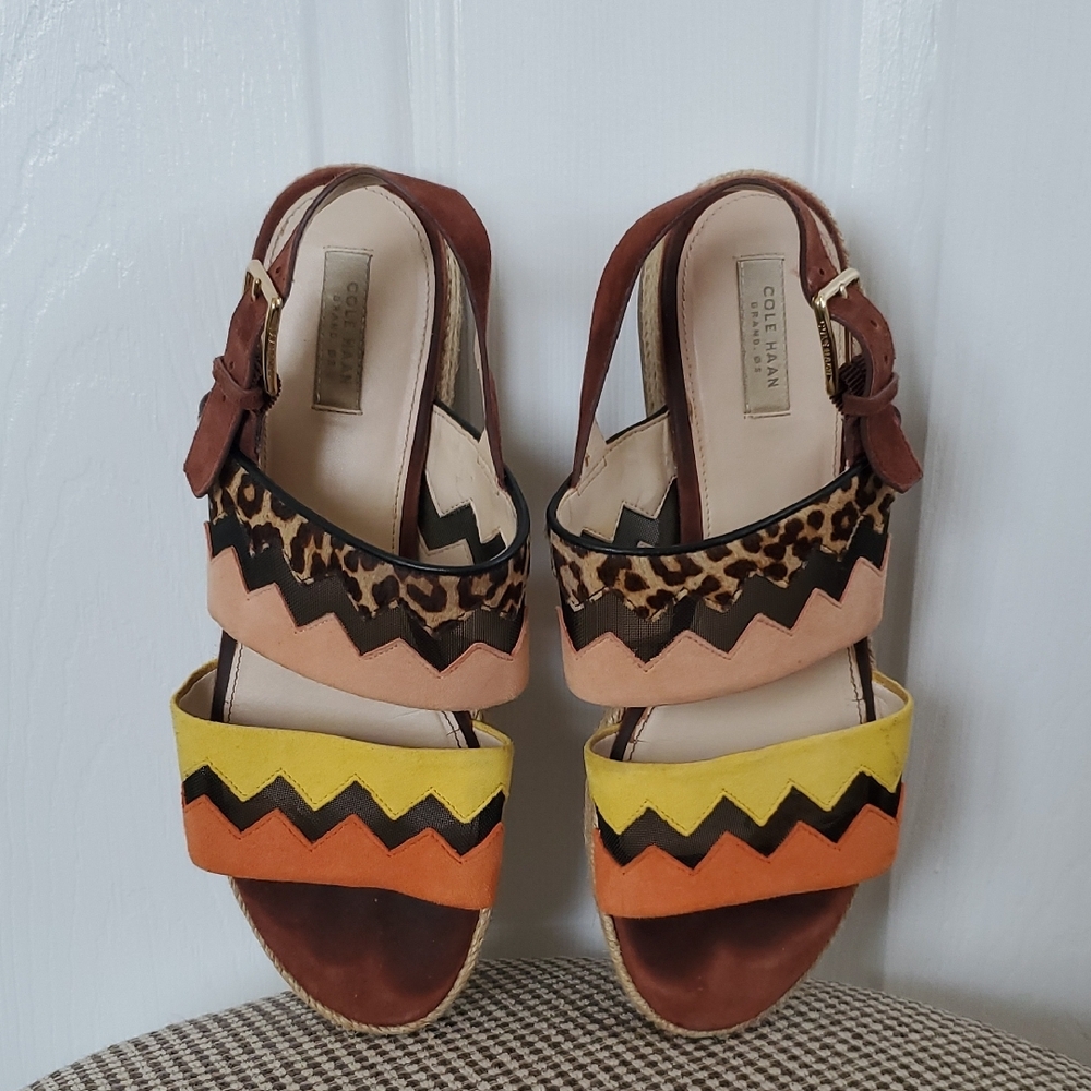 Cole Haan Yellow and Orange Sandals with Ankle Straps